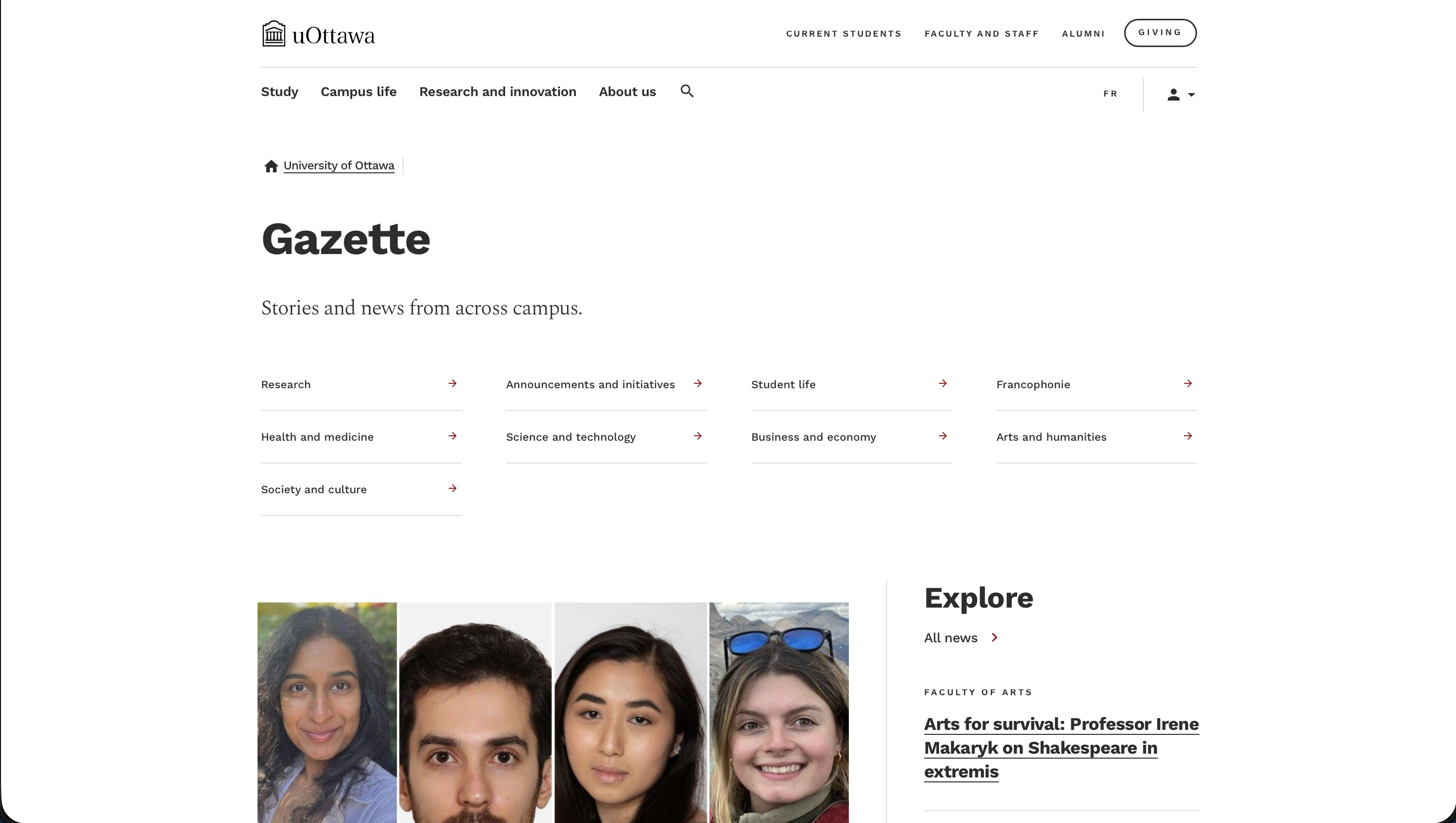 uOttawa News page